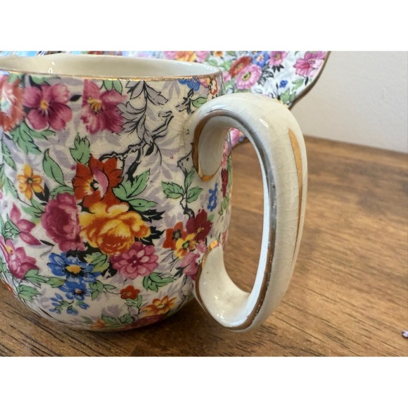 Lord Nelson Ware Marina Chintz Creamer Sugar Bowl Plate‎ Vintage English Pottery - Picture 5 of 13